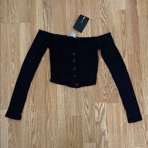 Fashion Nova Black Off-Shoulder Crop Top